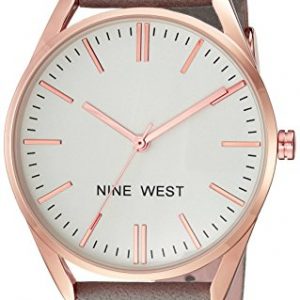 Nine West Womens NW/1994RGGY Rose Gold-Tone and Grey Strap Watch