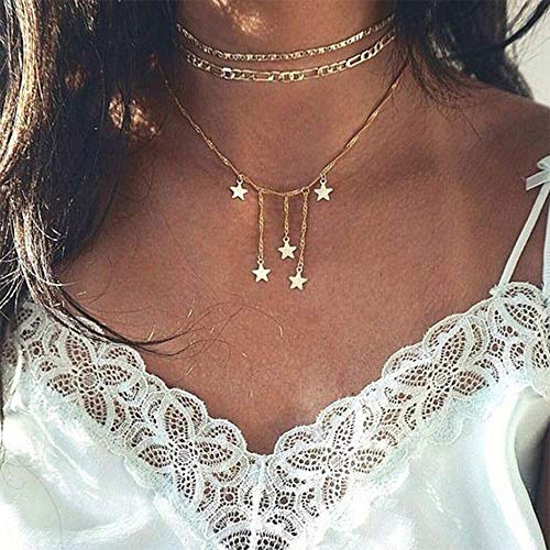 BERYUAN Women Halloween Gold star Punk Chain Star Pendant Necklace For Woman Teens Trendy Necklaces Pendants Charms